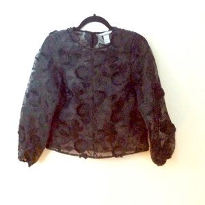 Black lace crop blouse